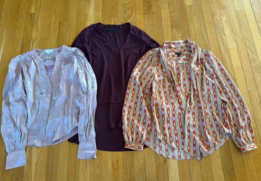 3 White House Black Market Evereve Ann Taylor Long Sleeve Blouse Sz Small